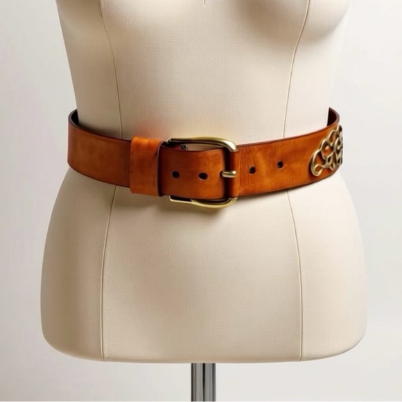 Jil Sander Accessories - Jil Sander Suede Belt, ornate gold embellishments, suede/gold buckle, S, 26-30